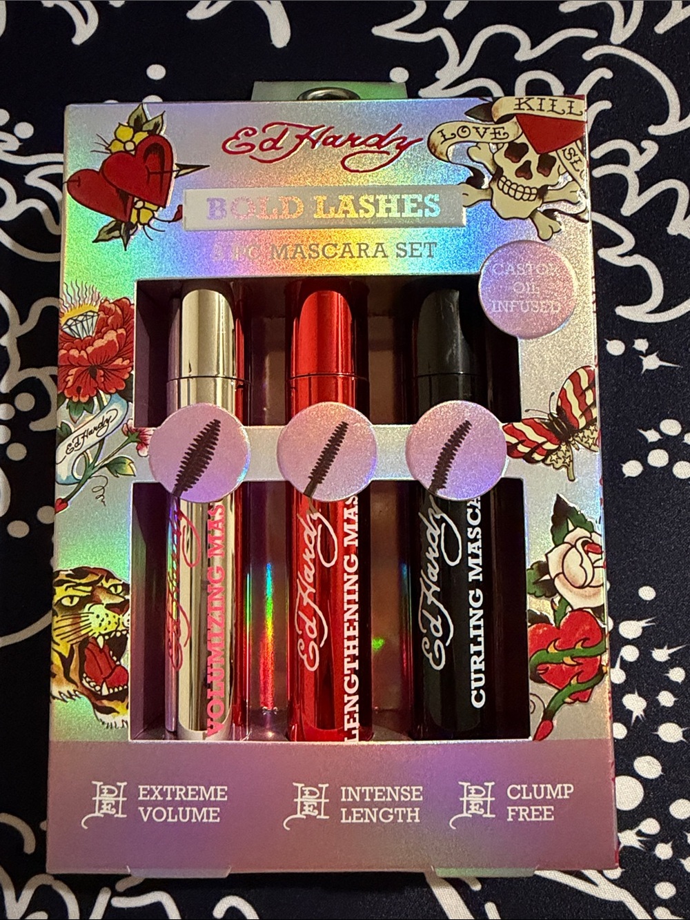 Ed Hardy Bold Lashes 3-Pc Mascara Set — Silver, Red, Black